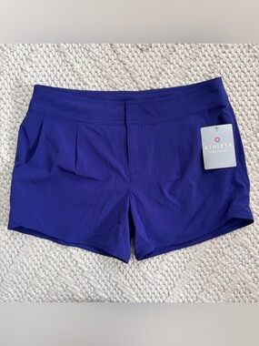ATHLETA Amalfi Blue Wahina Pleated Shorts Womens Size 8 NEW NWT